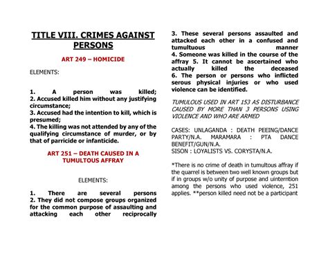rpc art 249|Book 2 CRIMES AND PENALTIES Crimes Against Persons.